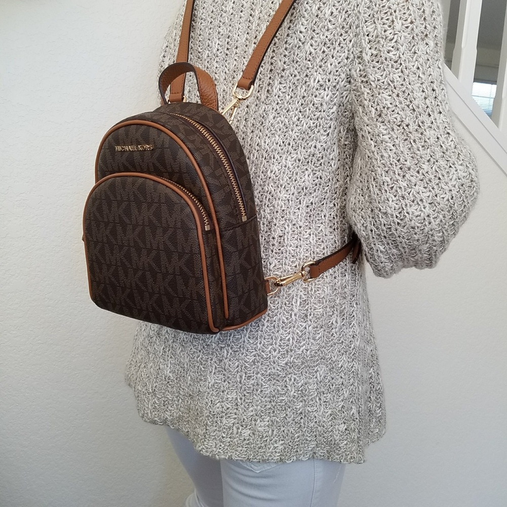 NWT MICHAEL KORS ABBEY BROWN ACORN BACKPACK XSMALL - Picture 2 of 8